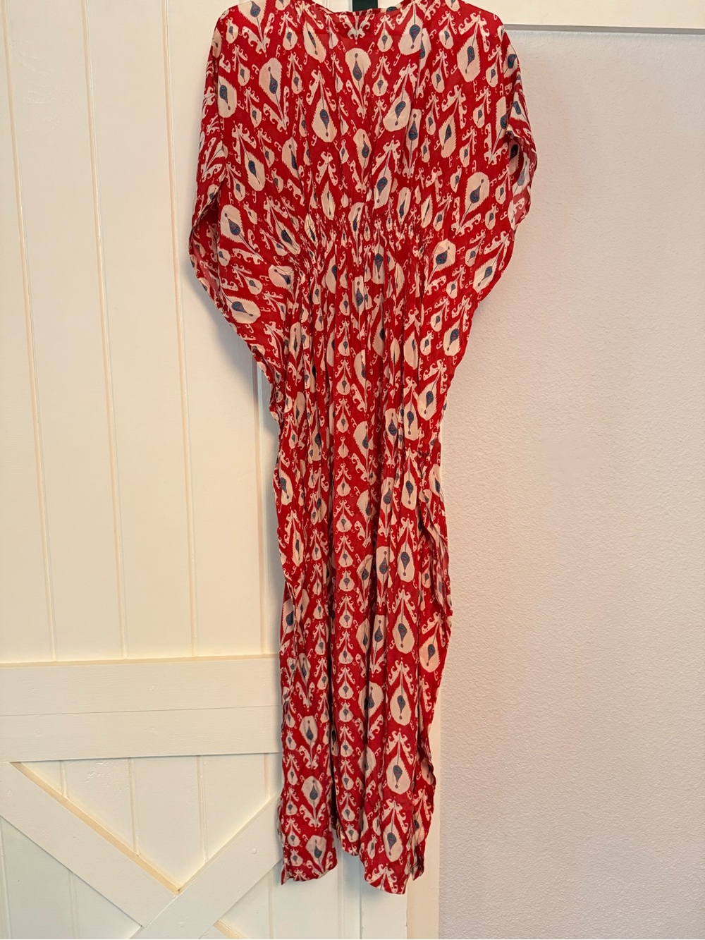 Anthropologie Women's Red Patterned Maxi Dress with Elastic Waist